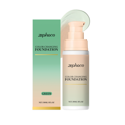 zephoco 绿色温变遮瑕粉底霜 轻薄服帖保湿焕亮滋养肌肤哑光清透感